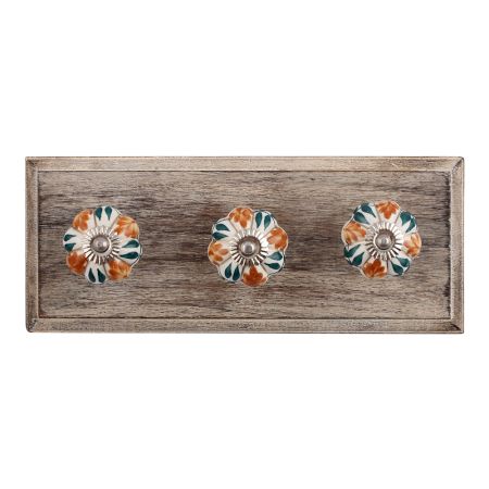 Caramel Plant Ceramic Wooden Hooks